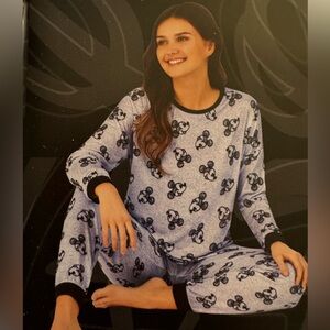 NEW Women's Disney Mickey Mouse 2 Piece Blue Cozy Pajama Set Size 2XL